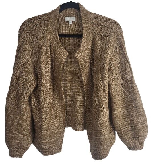 Lucky Brand Open Front Sweater XS Womens Long Sleeve Brown Chunky Knit Top - Picture 1 of 10